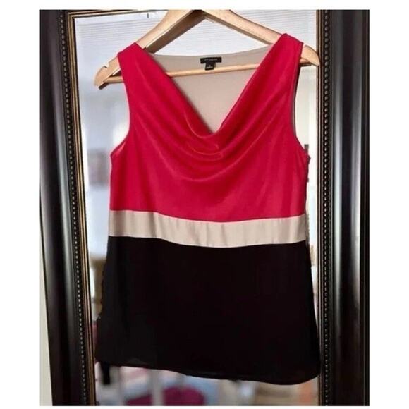 Ann Taylor Red/Black Sleeveless Blouse Size 4 - Polyester - Picture 2 of 5
